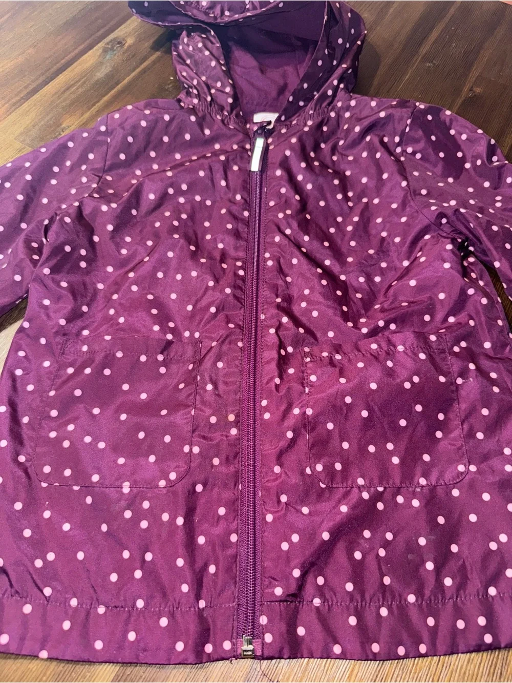 Wonder Nation Girls Size 5T Purple Polka Dot Hooded Jacket